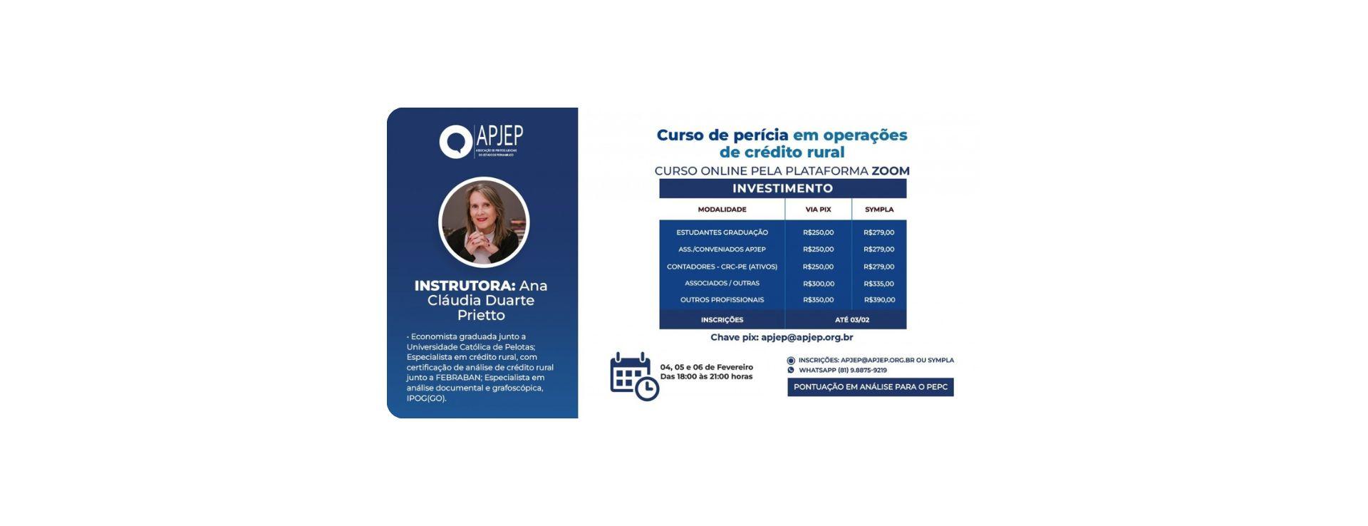 Curso de perícia em operações de crédito rural